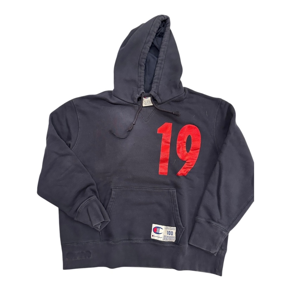 Champion Pullover Hoodie – XL (Navy with Red Metallic Detail)
